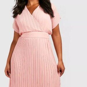 Blush Pleated Midi Dress